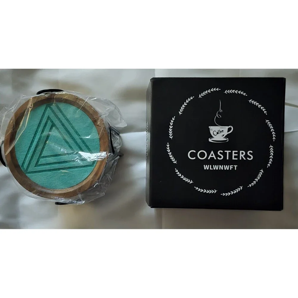 WLWNWFT Bamboo Coaster Set of 6 with Lid Holder & Colorful Insert